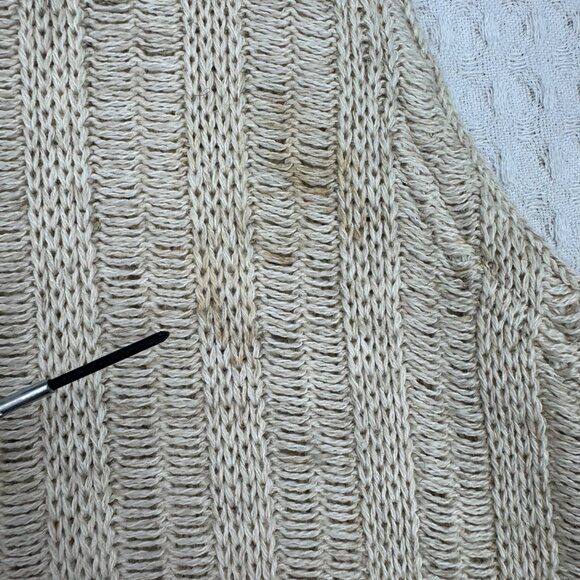 Vintage Ted Lapidus Beige Linen Blend Dropped stitch knit Earthy boho vest SZ L? - Picture 6 of 10